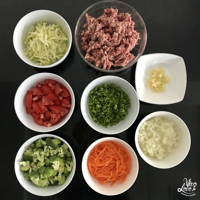 ingredientes receita carne moida com legumes